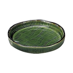 萬古焼 麺の器 丸 ヤクミ皿 2枚セット 織部 15106