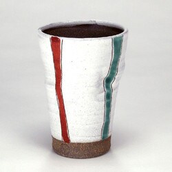 九谷焼/和窯えくぼ ビアカップ350ml/白釉色十草 N704-07
