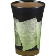 N705-01 [九谷焼 和窯  ビアカップ  250ml 銀彩 萌黄色]