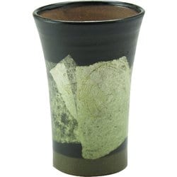 九谷焼 和窯  ビアカップ  350ml 銀彩 萌黄色 N705-02