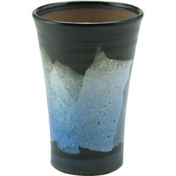 九谷焼 和窯  ビアカップ  350ml 銀彩 青色 N705-06