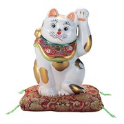 九谷焼 招き猫 金ブチ 6.5号 N77-07