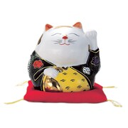 九谷焼 だるま招き猫 金ブチ 4号 (左手) N76-22