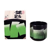 九谷焼 正峰作 色いろかっぷ 桐箱入 銀彩 緑色 N40-13