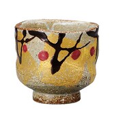 九谷焼 ぐい呑 金箔花文 虚空蔵窯 木箱入り K3-1196