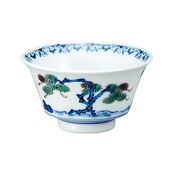 九谷焼 ぐい呑 染彩 松竹梅 三浦晃禎 木箱入り K3-1202