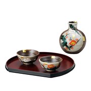 九谷焼 晩酌揃 紅白梅 福田昇龍 (盆付) 箱入り K3-1231