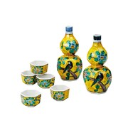 九谷焼 酒器 吉田屋花鳥 木箱入り K3-1234