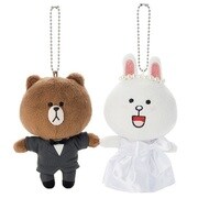 LINE FRIENDS ボールチェーン付 ウエディングコスチューム ブラウン&コニー