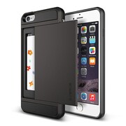 iPhone6 Plus 5.5インチ対応 Damda Slide ICカードケース搭載 プラスチック×TPUハードケース ダークシルバー