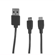 スマホ2台同時充電ケーブル microUSB 充電ツインケーブル 1.5m ブラック UKJ-2ATWM BK