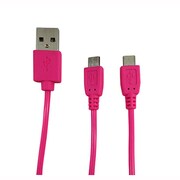 スマホ2台同時充電ケーブル microUSB 充電ツインケーブル 1.5m ピンク UKJ-2ATWM PK