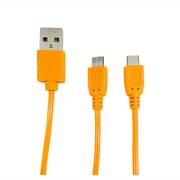 スマホ2台同時充電ケーブル microUSB 充電ツインケーブル 1.5m オレンジ UKJ-2ATWM OR