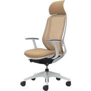 【完成品】 Sylphy(シルフィ) ベージュ 【エクストラハイバック メッシュタイプ デザインアーム付 ホワイトボディ 樹脂脚 ナイロンキャスター】 ※受注生産 C64AXW FMP7