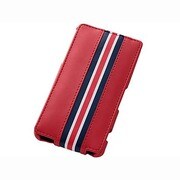 RT-SO02GLC4/R [Xperia Z3 Compact SO-02G専用 レザージャケット フラップタイプ トリコロール 合皮タイプ レッド/レッド・ネイビーライン]