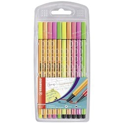 水性サインペン ポイント88 蛍光10色セット（細字 0.4mm 5色+水性フェルトペン ペン68 太字 1mm 5色） 2545286