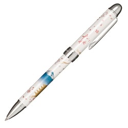 優美蒔絵 複合筆記具 四季の富士 2色（黒・赤）油性ボールペン 0.7mm＋シャープペンシル 0.5mm 春 16-0348-210