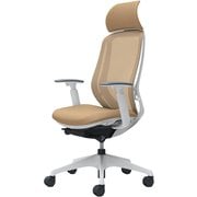 【完成品】 Sylphy（シルフィ） ベージュ 【エクストラハイバック メッシュタイプ アジャストアーム付 ホワイトボディ 樹脂脚 ナイロンキャスター】 ※受注生産 C68AXW FMP7
