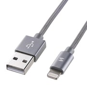 ライトニングケーブル 1m ナイロンメッシュ グレー KB-IPLTNM10KGY