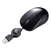 ブルーLEDマウス 静音 ケーブル巻取り ブラック MA-BLMA8BK