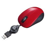 ブルーLEDマウス 静音 ケーブル巻取り レッド MA-BLMA8R