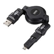 1台3役巻き取りケーブル 最大1m ブラック KB-MK13BK