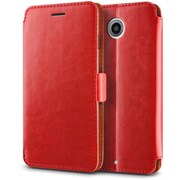 Nexus 6用 Dandy Klop Diary ブック タイプ 手帳型 PU レザー ケース レッド