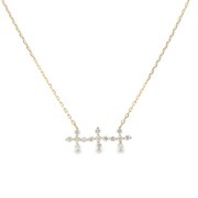 K10YG ダイヤモンド 0.140ct 3クロスペンダントネックレス