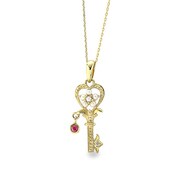 K10YG シードパール ルビー 0.04ct ダイヤモンド 0.011ct 鍵