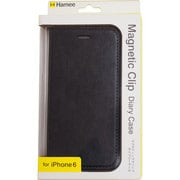 マグネティッククリップダイアリーケース BK [iPhone 6/6s専用手帳型ケース カードホルダー付 チャコールブラック]
