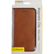 マグネティッククリップダイアリーケース BR [iPhone 6/6s専用手帳型ケース カードホルダー付 キャメル]