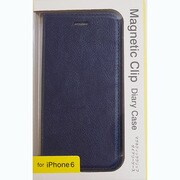 マグネティッククリップダイアリーケース NV [iPhone 6/6s専用手帳型ケース カードホルダー付 ネイビー]
