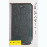 マグネティッククリップダイアリーケース GR [iPhone 6/6s専用手帳型ケース カードホルダー付 グリーン]