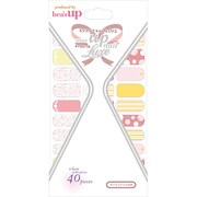 モテアップネイルシール ピンク花×ストライプ NLL006