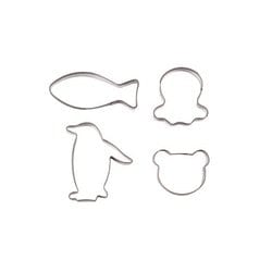 ステンクッキー抜型 4個 さかな・たこ・ペンギン・ベアー D6150
