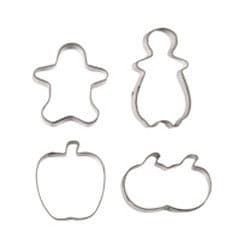ステンクッキー抜型 4個 男の子・女の子・アップル・チェリー D6153