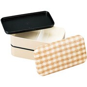 布貼 2段 弁当箱 M Hoccori ほっこり ベージュ 52363