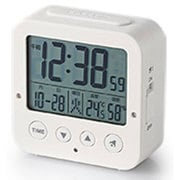 電波デジタル目覚し時計 照度センサー 温湿度計 ホワイト CLK-DD001WH
