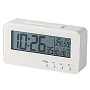 デジタル目覚し時計 温湿度計 ホワイト CLK-DN001WH