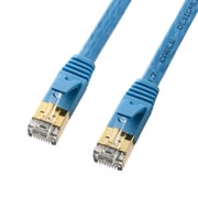 LANケーブル 0.5m CAT7 フラットタイプ ブルー 爪折れ防止 ケーブル厚2.2mm 耐ノイズ 薄型 より線 難燃性 STP ストレート結線 金メッキシールドプラグ RJ45 KB-FL7-005BLN