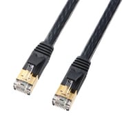 LANケーブル 2m CAT7 フラットタイプ ブラック 爪折れ防止 ケーブル厚2.2mm 耐ノイズ 薄型 より線 難燃性 STP ストレート結線 金メッキシールドプラグ RJ45 KB-FL7-02BKN