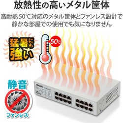 ELECOM EHC-G16MN-HJW 16ポートスイッチングハブ Amazon | エレコム スイッチングハブ ギガビット 16ポート 電源
