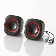 コンパクト 2.0chスピーカー 1W×2 USB電源 ブラック/レッド MS-P06UBR