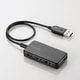 USB2.0ハブ 4ポートタイプ ケーブル30cm スイングコネクタ ブラック U2HS-A402BBK