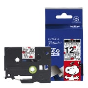 ラベルライターピータッチ用 ラミネート スヌーピー柄 ホワイトテープ 黒文字 幅12mm TZe-SW31
