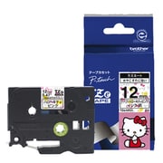 ラベルライターピータッチ用 ラミネート ハローキティ柄 ピンクテープ 黒文字 幅12mm TZe-HP31