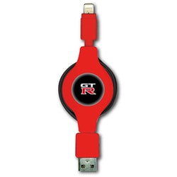 NISSAN/GTR 公式ライセンス リール式Lightningケーブル 90cm レッド NRMUJ-R/RD