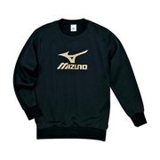 A60MF10390 [スウェットシャツ ミズノビッグロゴ メンズ M ブラック×ゴールド]