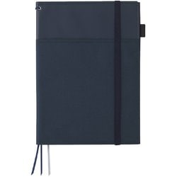 カバーノート 2冊収容 リングノート B5 B罫 40枚 合皮 紺 ノ-V683B-DB