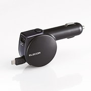 タブレット用シガーチャージャー microUSB リール式 3.1A 2ポート ブラック TB-CCRMU31BK
